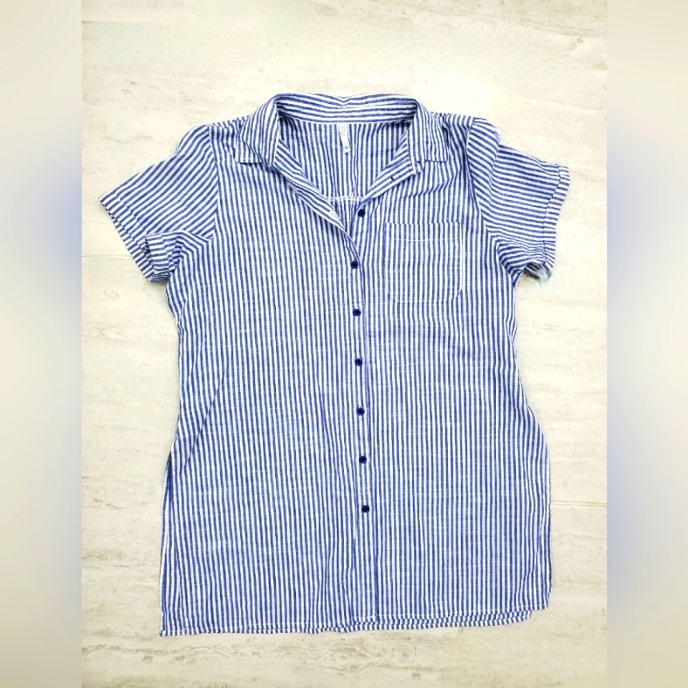 Blue Striped button- down Shirt